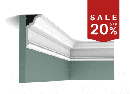 Decorative white fluted cornice for interior ceilings, UK interior moulding detail.