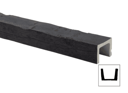 UK interior decorative coving moulding in black finish for ceiling and wall detailing.