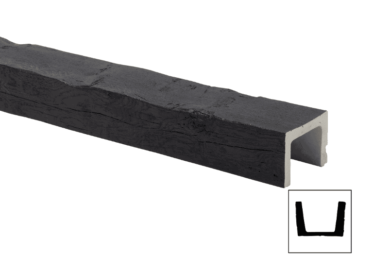 UK interior decorative coving moulding in black finish for ceiling and wall detailing.