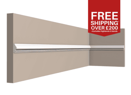 Decorative wall moulding rail for interior design, UK Home Interiors.