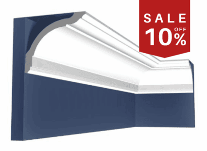 UK interior coving with decorative moulding profile for ceiling and wall finishing.