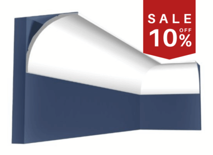 Coving moulding with decorative profile for ceiling and wall detailing in UK interiors.