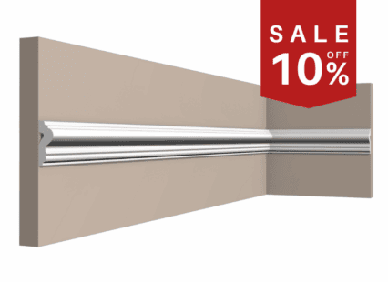 Coving moulding with decorative profile for ceiling and wall detailing in UK interiors.