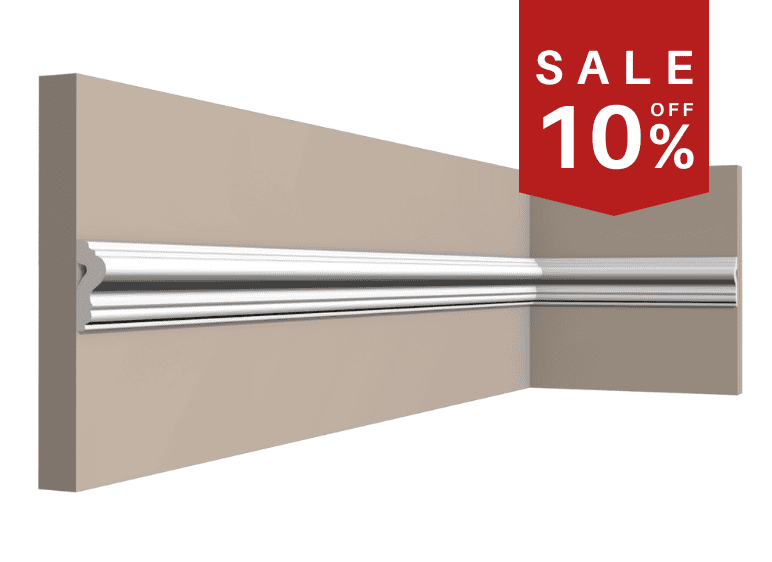 Coving moulding with decorative profile for ceiling and wall detailing in UK interiors.