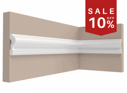 UK interior decorative coving with ornate moulding detail for ceiling and wall finishing.