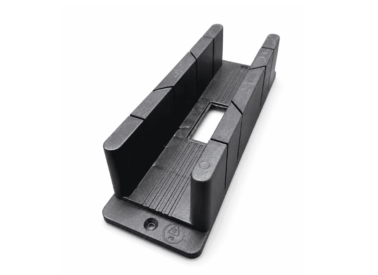 Black coving corner clamp for precise installation of decorative mouldings.