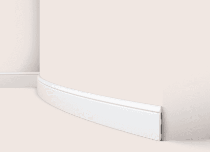 White decorative coving architrave for ceiling and wall finishing.