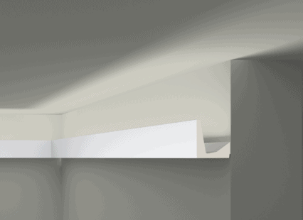 Coving and architectural moulding detail in a contemporary residential interior setting.