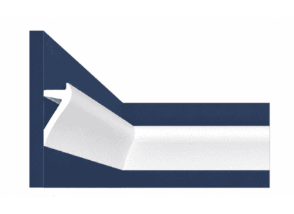 White decorative coving for interior ceiling enhancement.