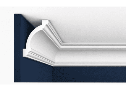 Coving moulding for stylish interior ceiling decoration in residential properties.