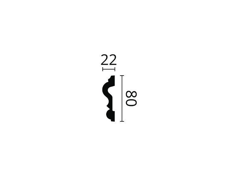 Decorative coving profile with measurements for interior moulding projects.