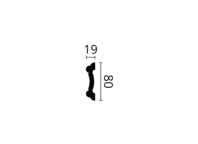 Coving profile with dimensions 80mm height and 19mm projection, suitable for decorative interior mou.