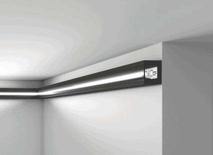 LED cove lighting for interior decorative enhancement.