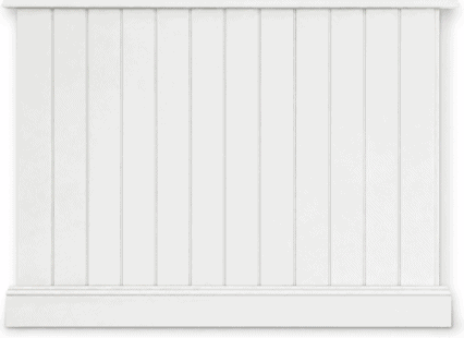Decorative white dado wall paneling with vertical grooves for UK interiors.