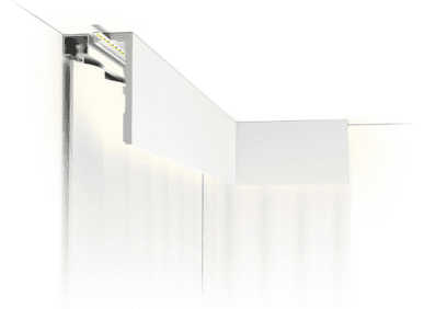 Decorative ceiling cornice with clean lines in a UK interior setting.