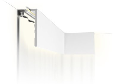 Close-up of decorative ceiling moulding in a UK interior setting.