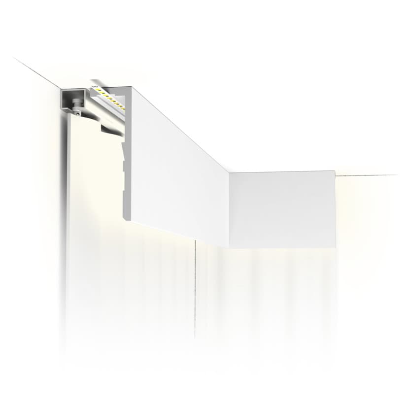 Close-up of decorative ceiling moulding in a UK interior setting.
