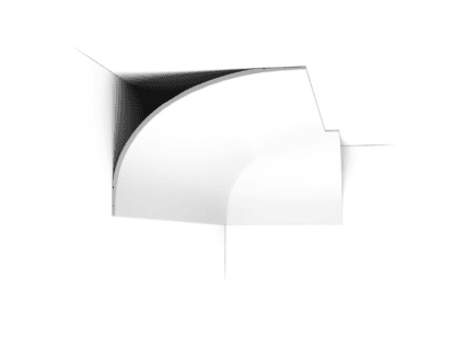 Decorative interior corner moulding for UK homes, showcasing a smooth curved design.