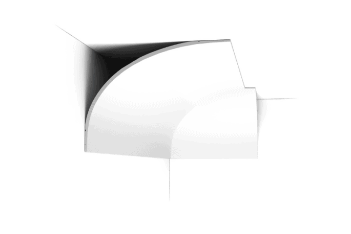 Decorative interior corner moulding for UK homes, showcasing a smooth curved design.